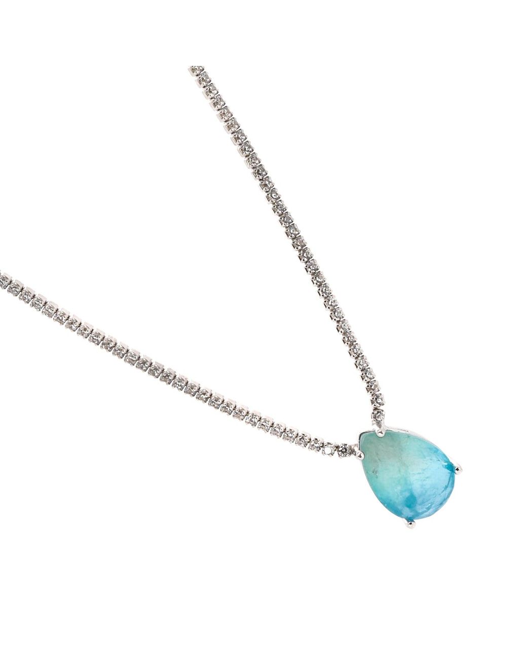 Ebru Jewelry Metallic Teardrop Paraiba Tourmaline Diamond Chain Happy Necklace