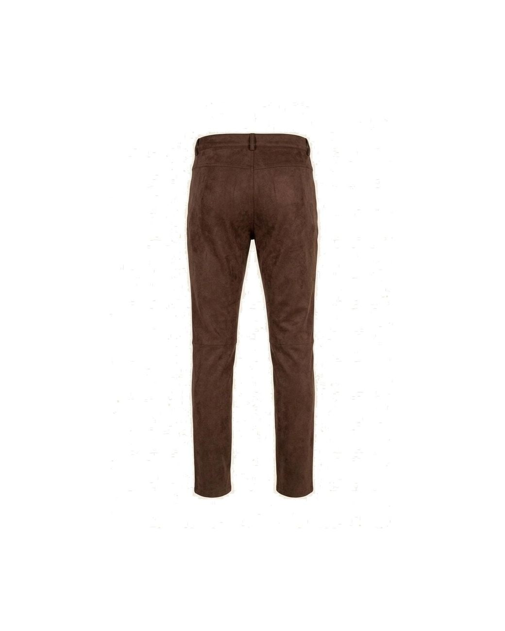 Ron Tomson Brown Microsuede Lightweight Tapered Pants for men