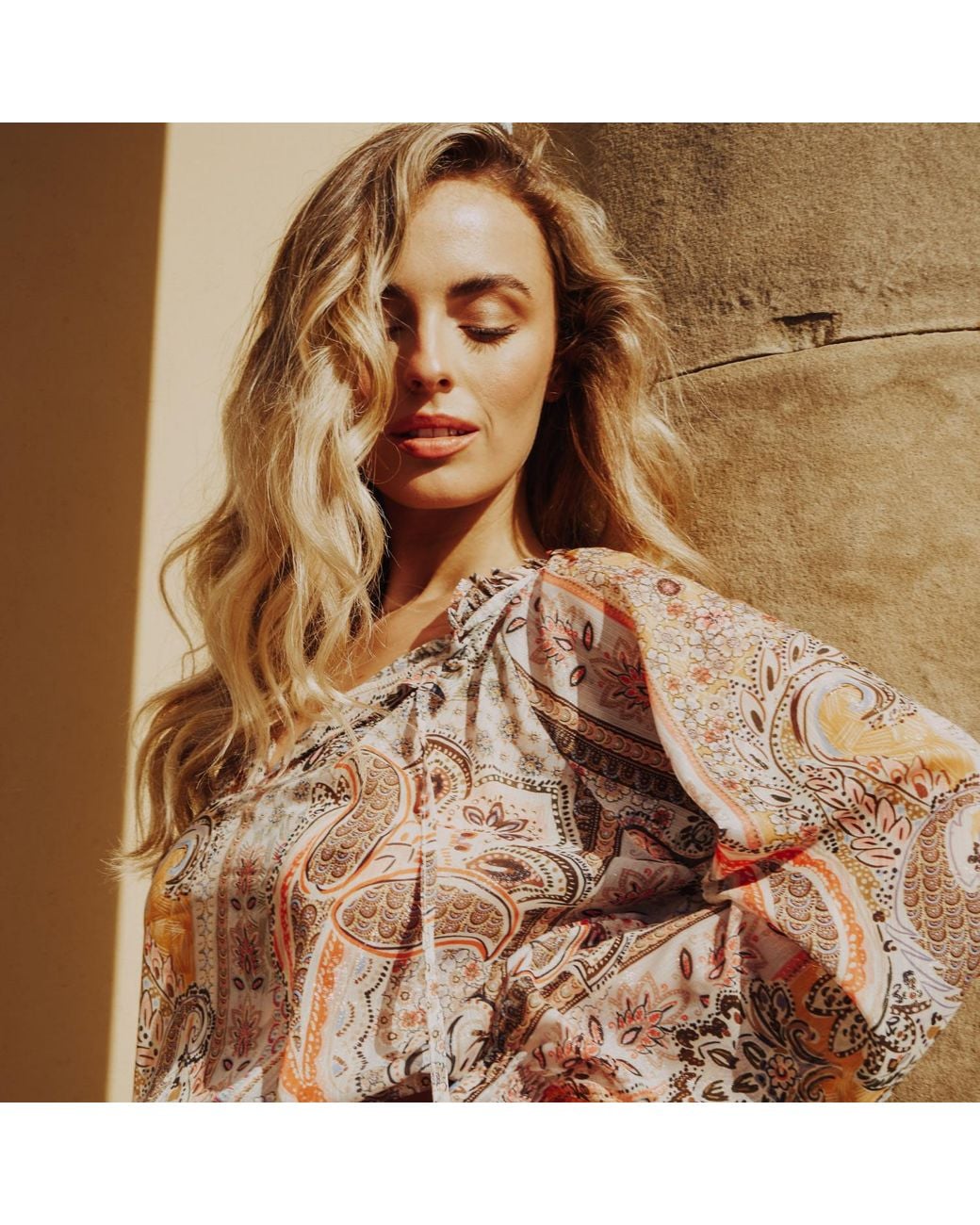LAtelier London Multicolor Zaya Beige Paisley Print Blouse
