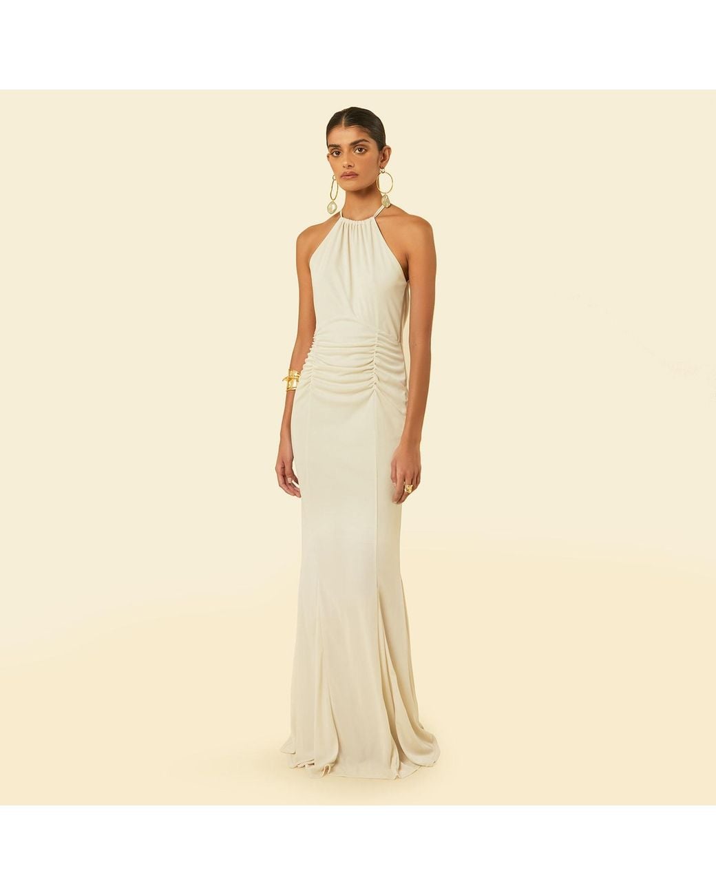 Celestine & Mae White Neutrals Plume Maxi Dress