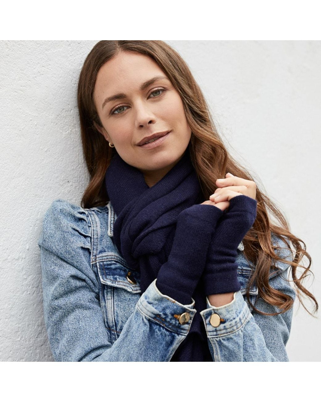 Cove Blue Cashmere Chunky Wrist Warmers