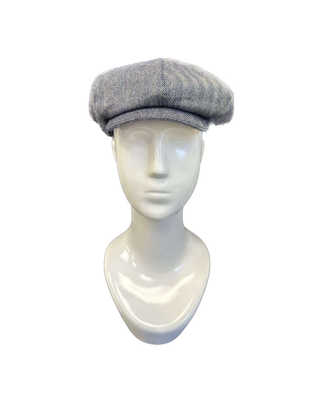 Kinalba Gray Herringbone Cashmere Baker Boy Cap for men