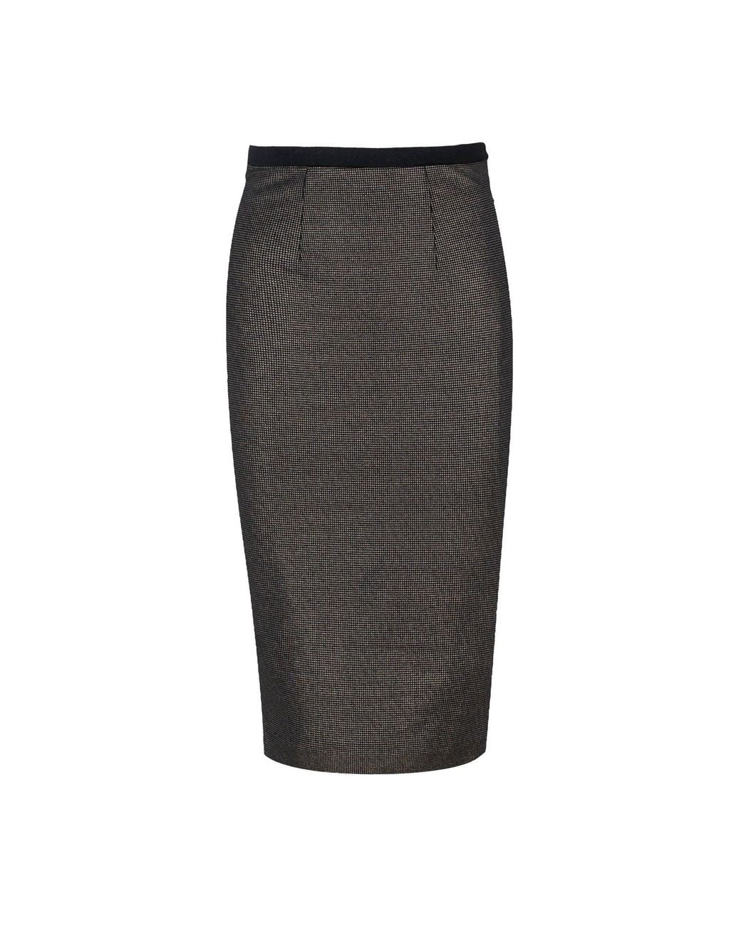 Conquista Gray Print Punto Di Roma Pencil Skirt With Slit