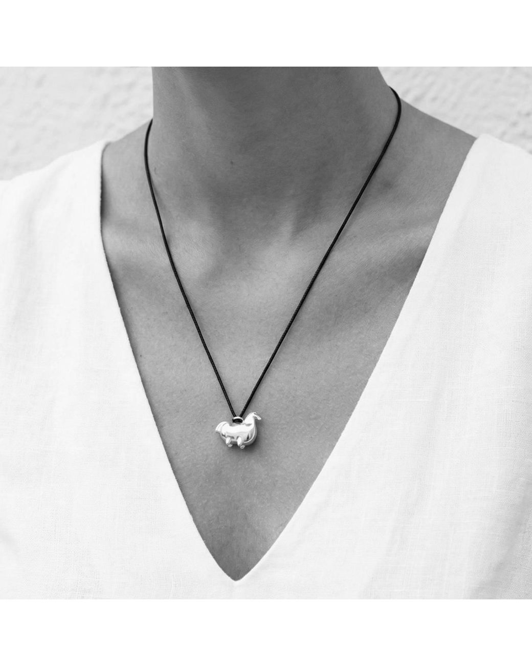 Pearl Code White Artisanal Horse Pendant – Symbolic Necklace With Cord for men