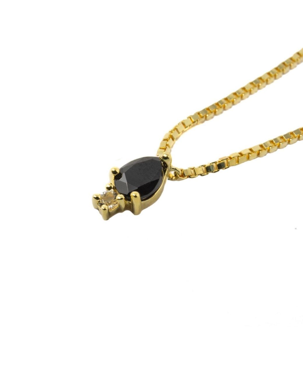 NASI SILVER Metallic Pear Atarah Necklace- Onyx & Topaz