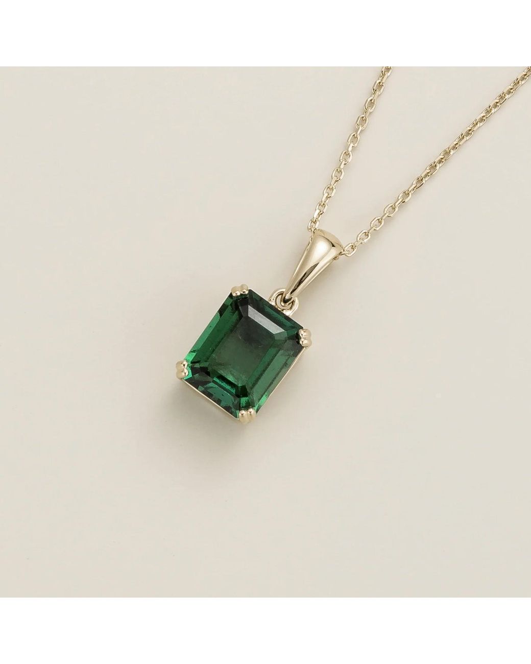 Juvetti Green Thamani Emerald Emerald-Cut Solitaire Pendant Necklace