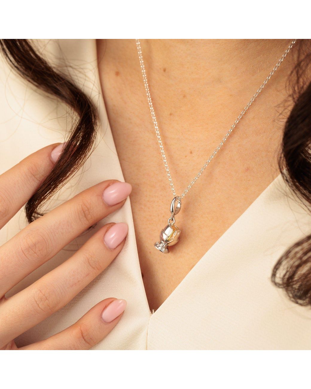 Lily Charmed Metallic Sterling Good Egg Charm Necklace