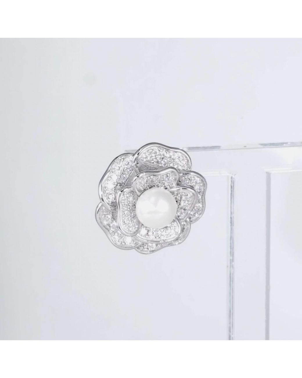 Santinni Metallic Tsarina Flower & Freshwater Pearl Earrings
