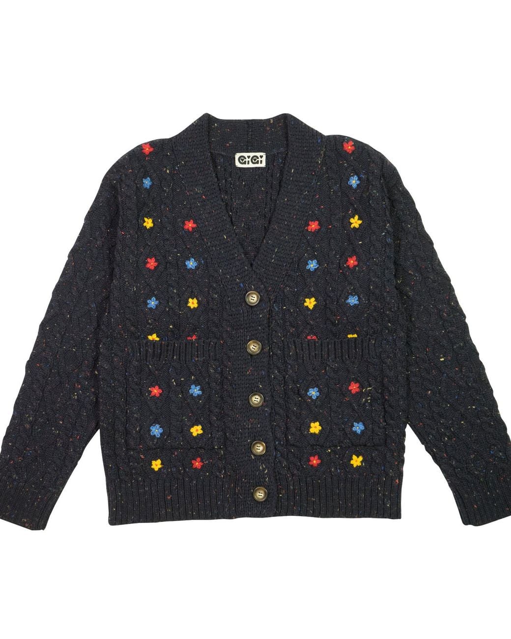 Gigi Knitwear Blue Neutrals Wild Flower Cardi