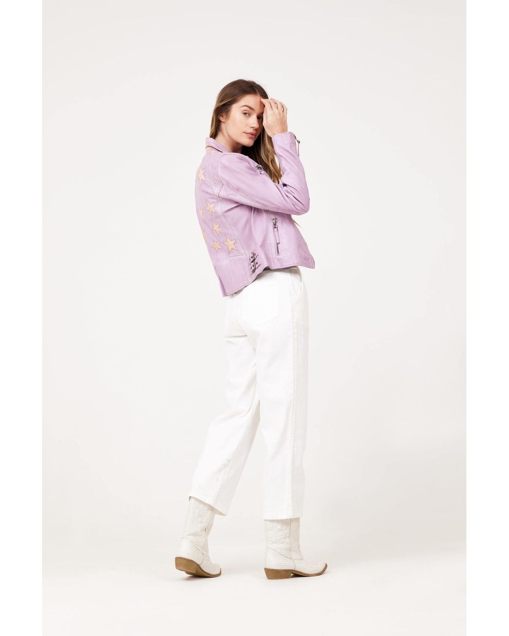 Mauritius Purple Star Lambskin Leather Jacket Christy Digital