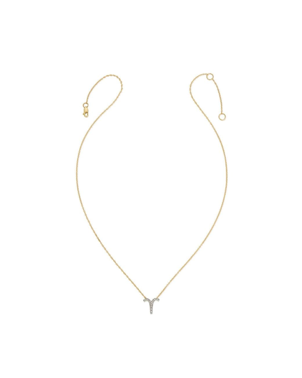 Heather Hawkins Jewelry Metallic Horoscope Zodiac Aries Ram Symbol Fine Diamond Fourteen Karat Necklace