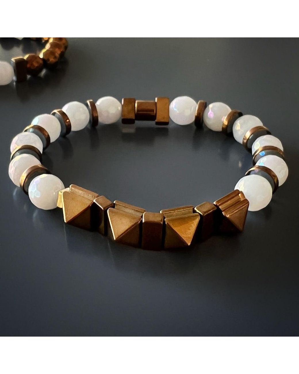 Ebru Jewelry Brown Rose Energy Quartz Bracelet Set