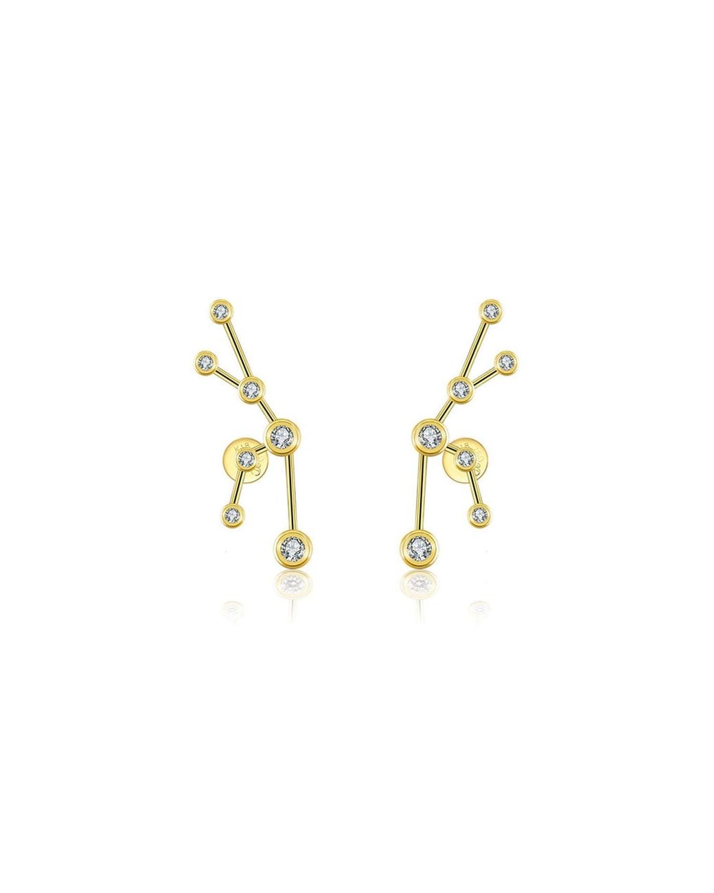 Genevieve Collection Metallic Taurus Zodiac Constellation Earring 18K & Diamond
