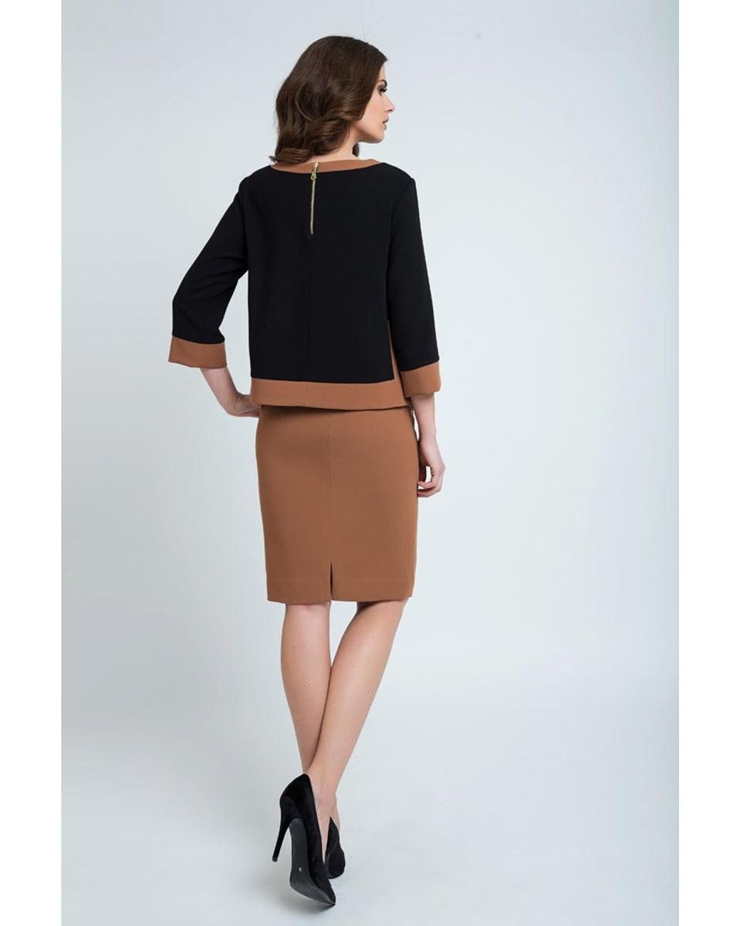 Conquista Brown Winter Pencil Skirt