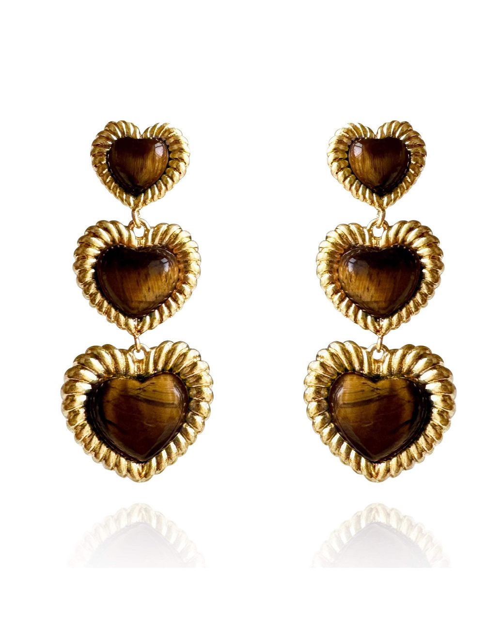 Laura Gray Metallic Sloan Triple Heart Earrings