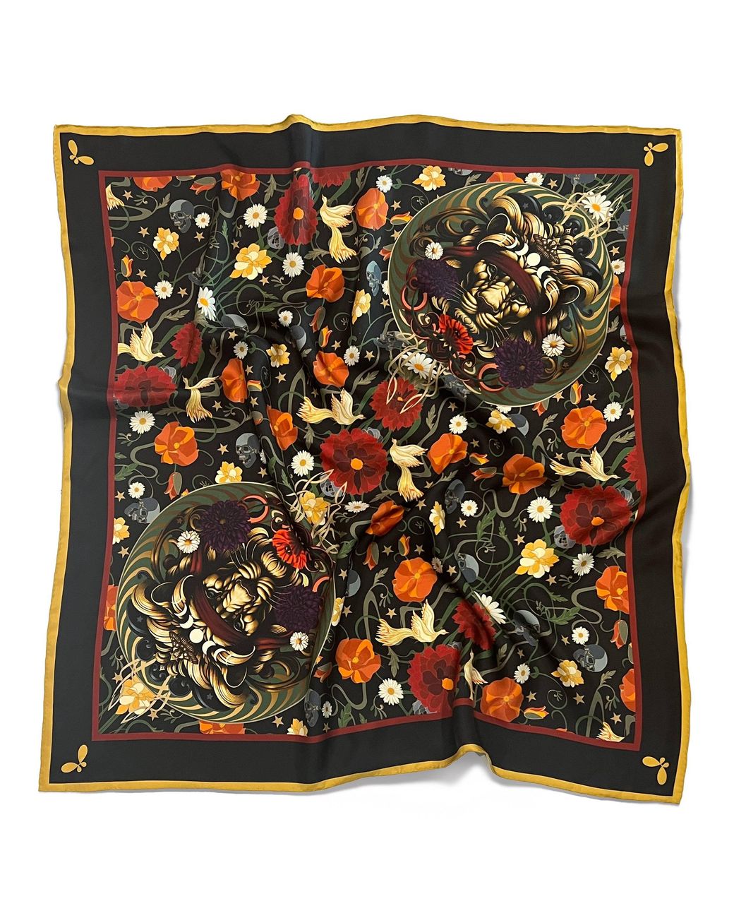 Henelle Black Dahlia Silk Large Silk Scarf
