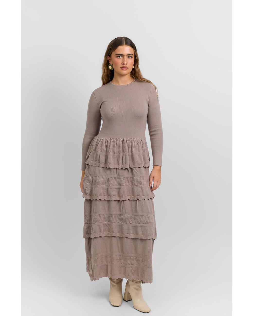 Rave on Trend Natural Tiered Knit Dress