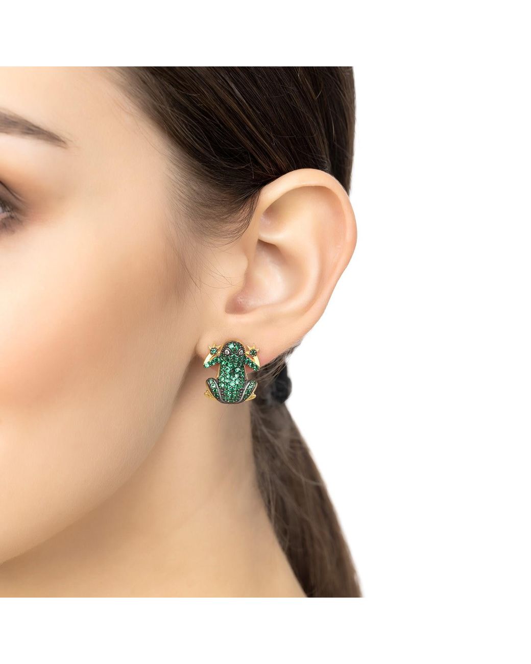 Latelita London Green Leap Frog Stud Earrings