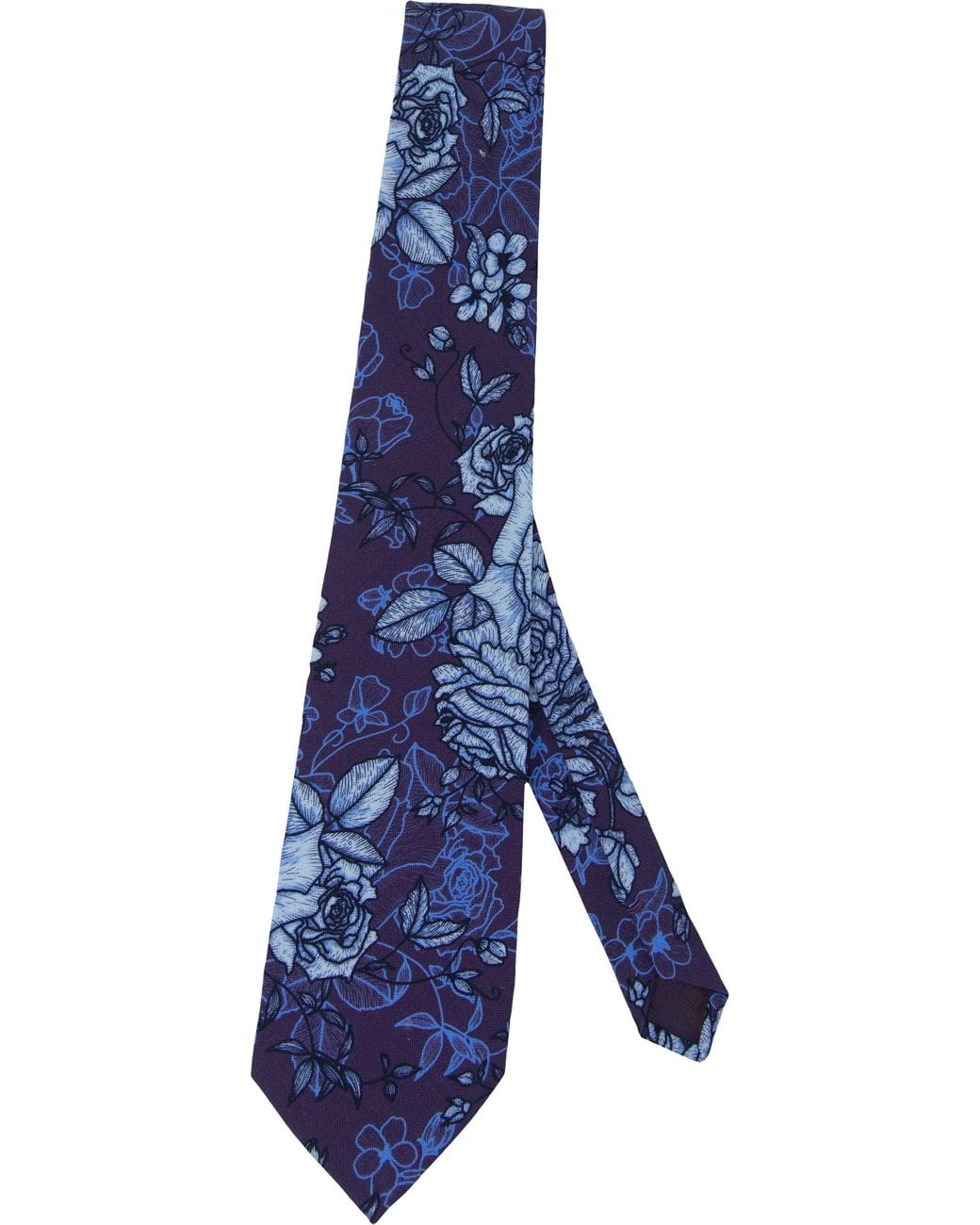Lords of Harlech Blue Taddeo Roma Floral Merino Tie for men
