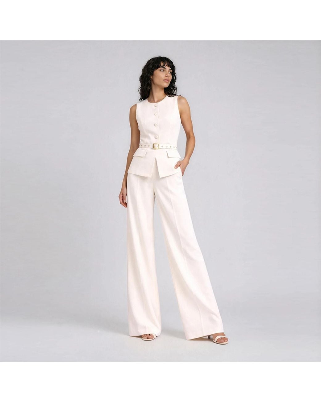 ALINA CERNĂTESCU White Neutrals Ruya Ivory Vest And Mini Pants Matching Set