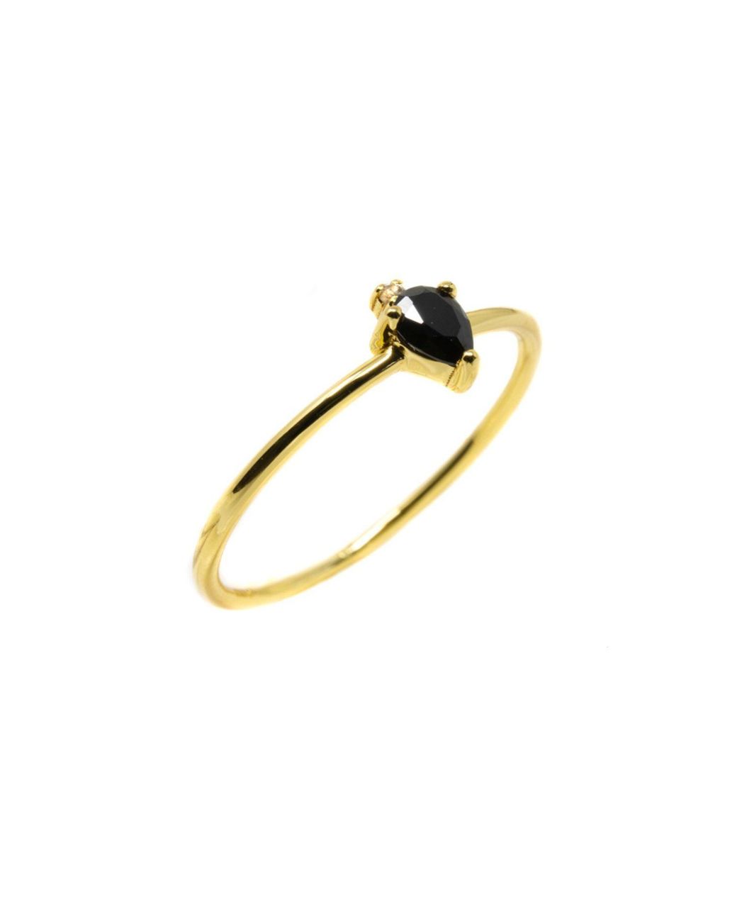 NASI SILVER Yellow Pear Atarah Ring- Onyx & Topaz