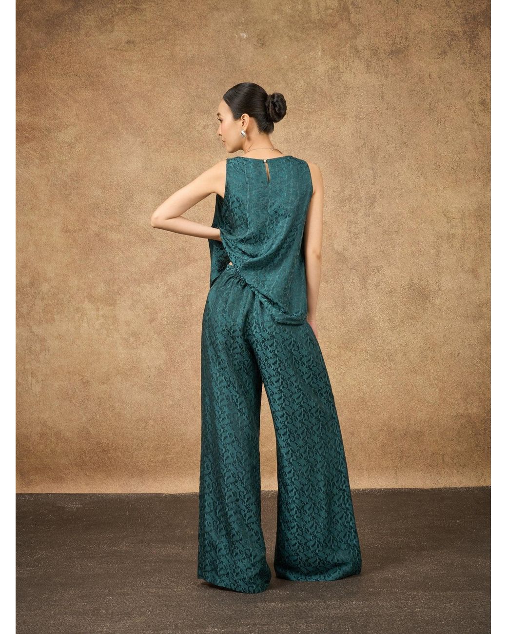 Silk and Bears Green Ophelia Dynasty Wide Leg Palazzo Trouser