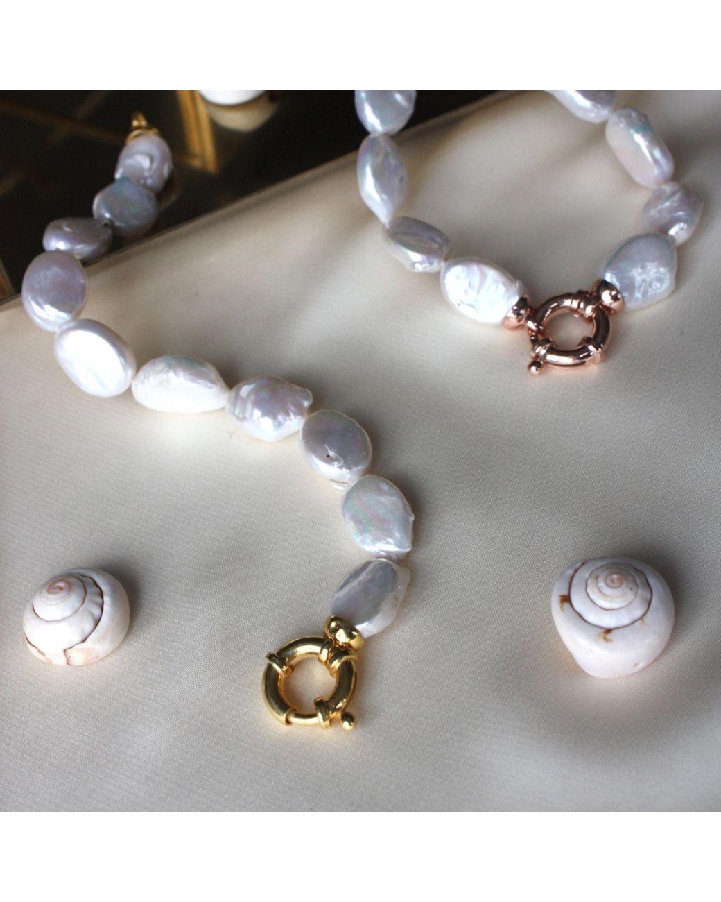LINYA JEWELLERY Metallic Natural Baroque Pearl Bracelet
