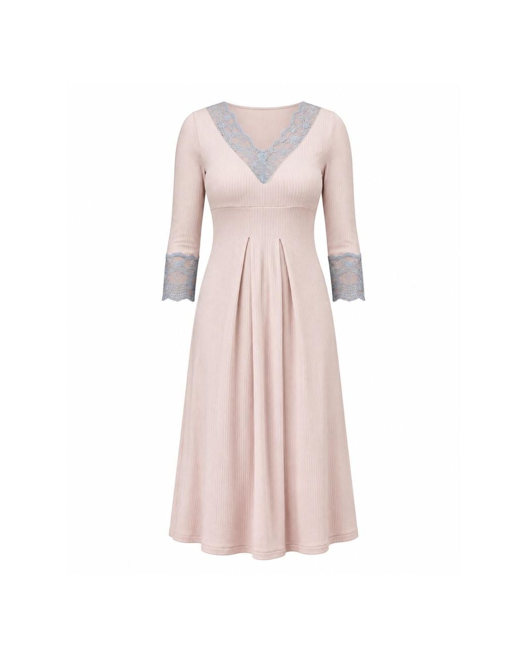 Oh!Zuza Pink Neutrals Santal Lace Trim Midi Nightshirt – Vanilla