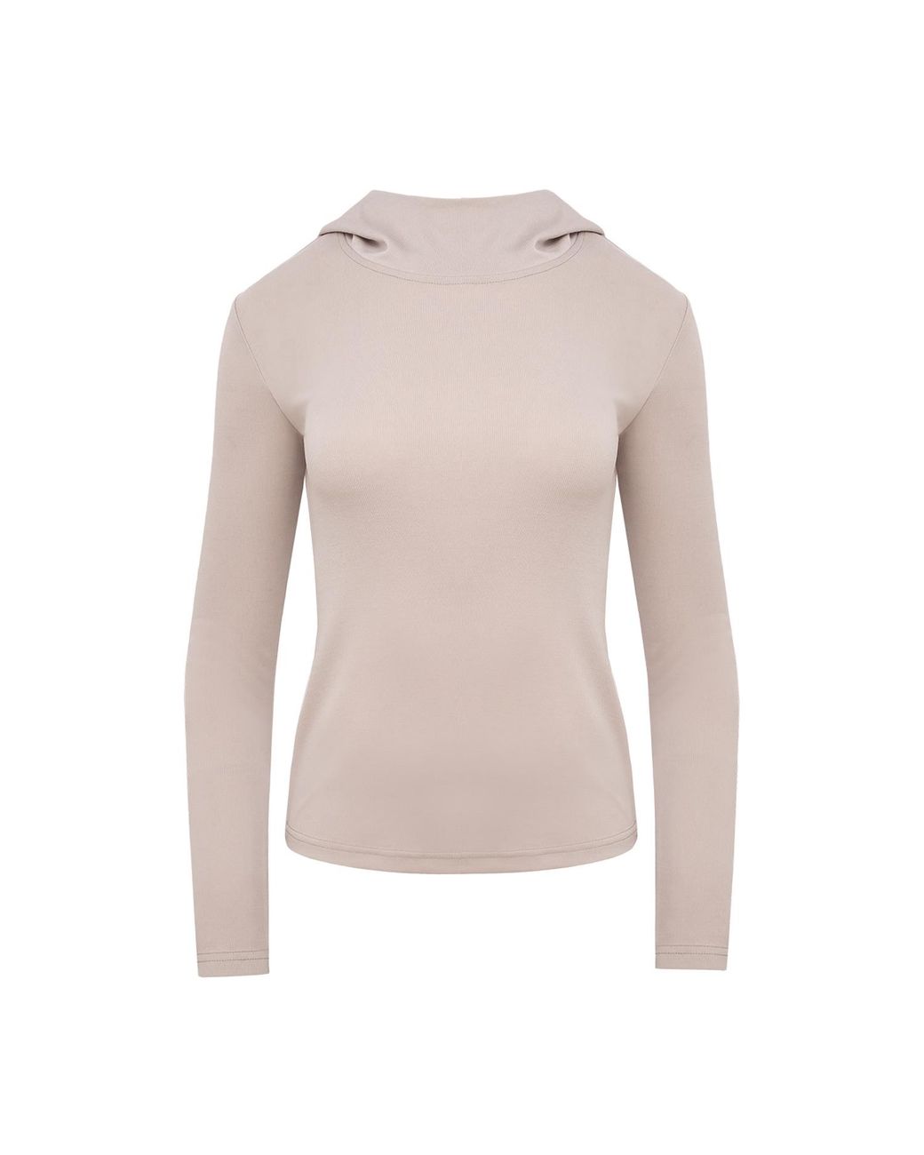Mandragora Pink Neutrals Ribbed Viscose Hoodie Top