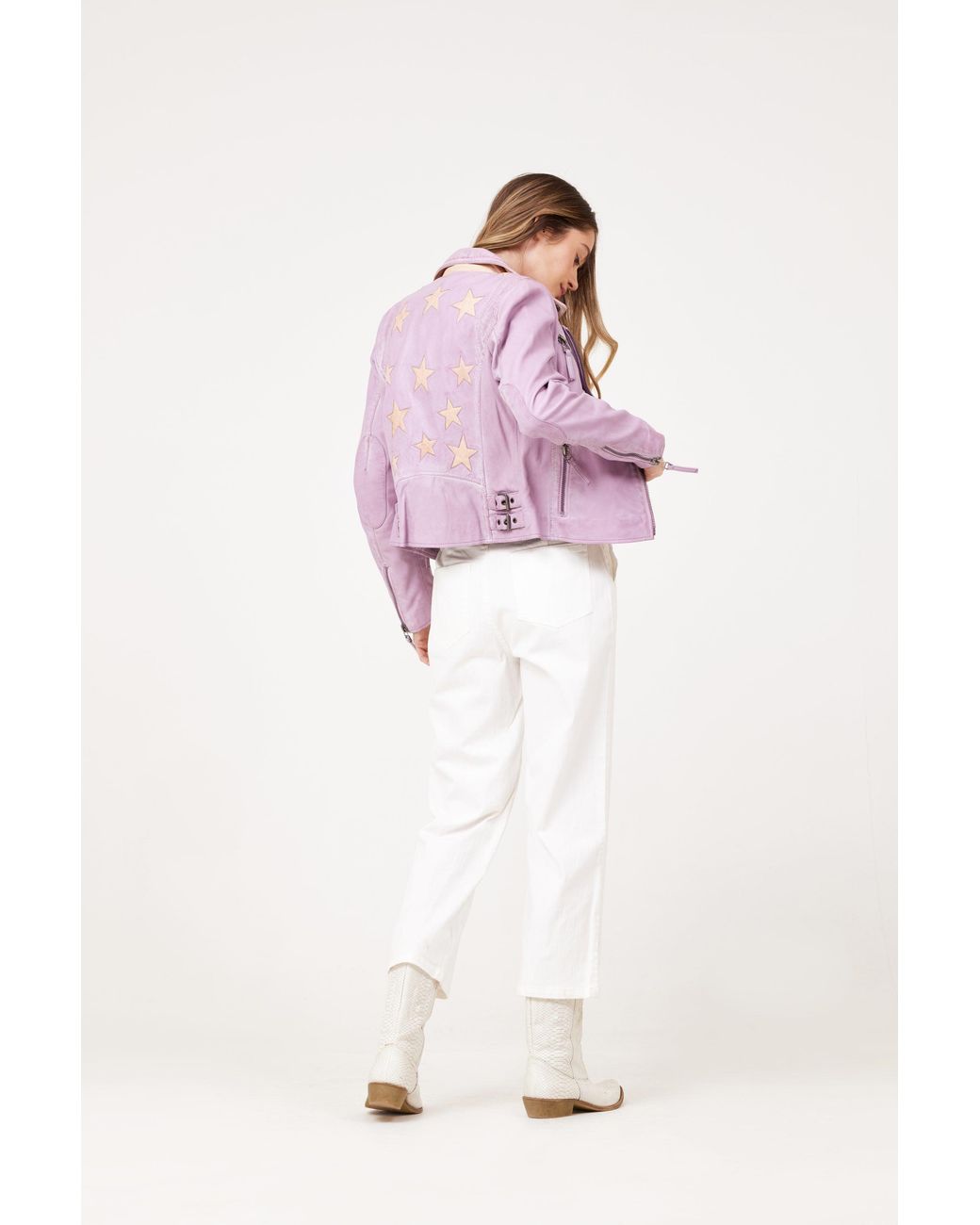 Mauritius Purple Star Lambskin Leather Jacket Christy Digital
