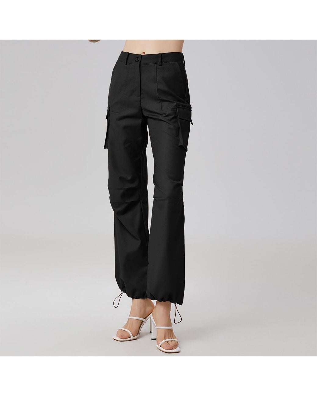 Smart and Joy Black Drawstring Ankle Cargo Pants