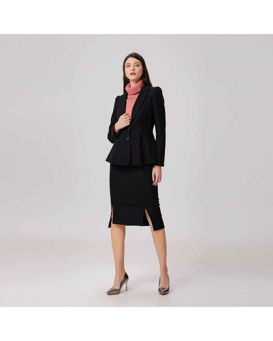 Smart and Joy Black Fit And Flare Blazer