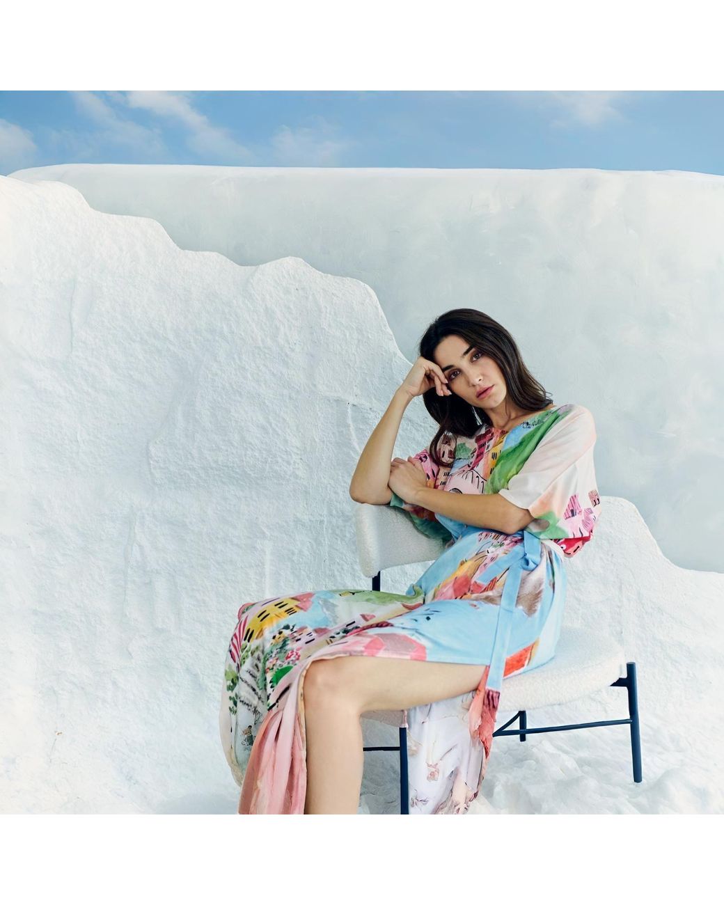 DHARA SHETH DUBAI Multicolor La Riviera Printed Long Kaftan Dress With Side Slits
