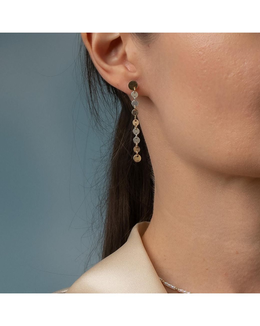 Kate Koel Metallic Mixed Metal Dot Disc Earrings