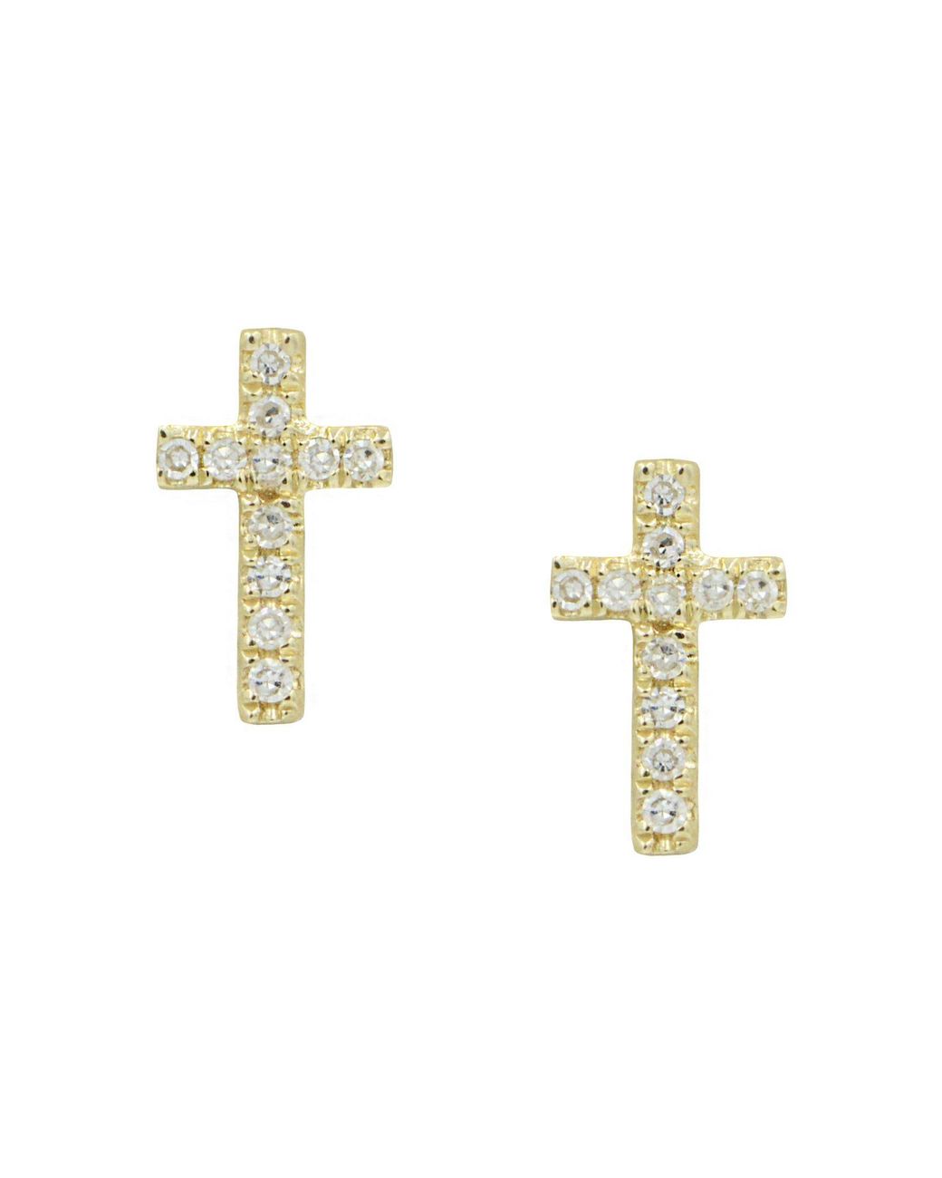 KAMARIA Metallic Cross Diamond Stud Earrings