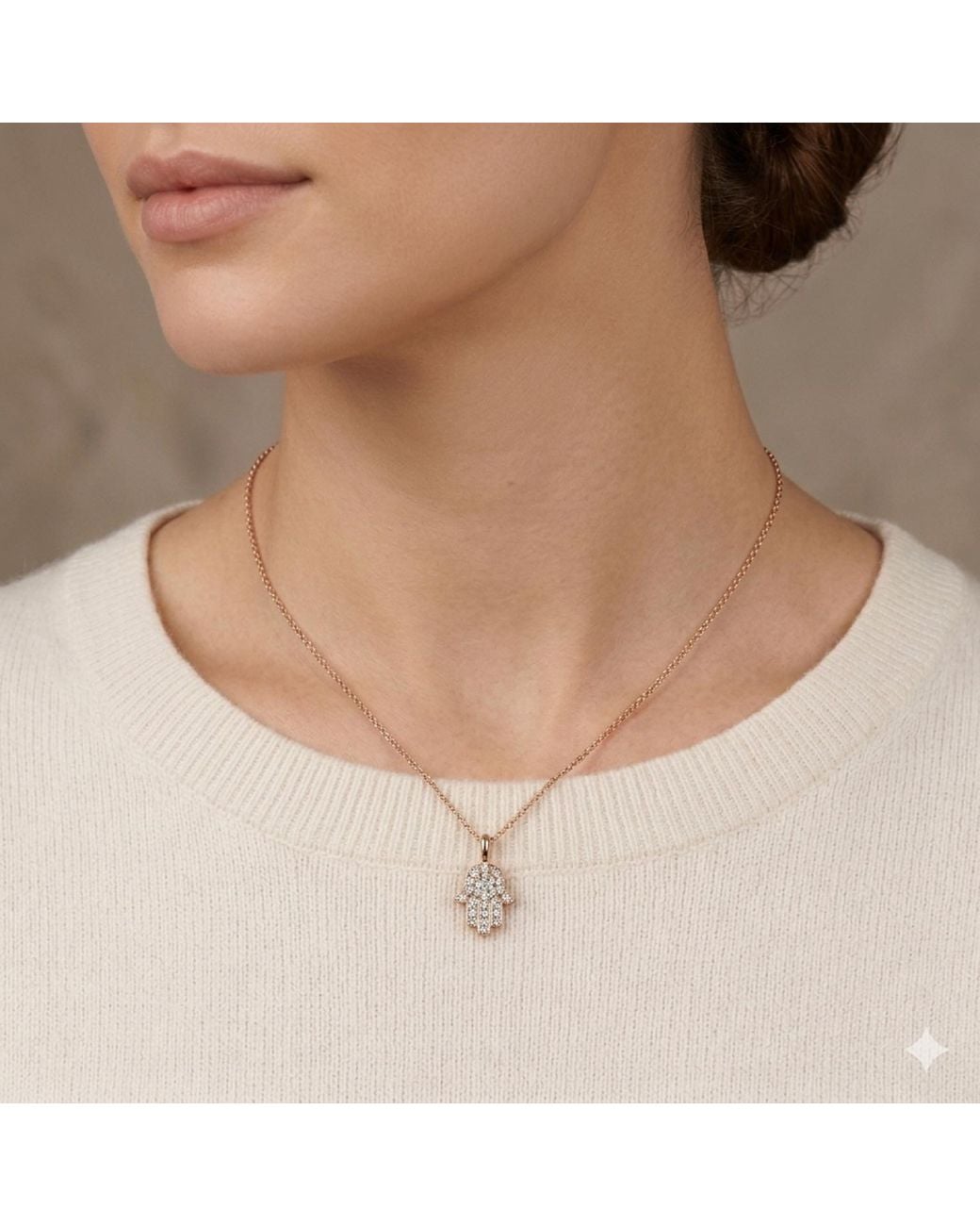 Artisan Metallic Natural Diamond Hamsa Pendant