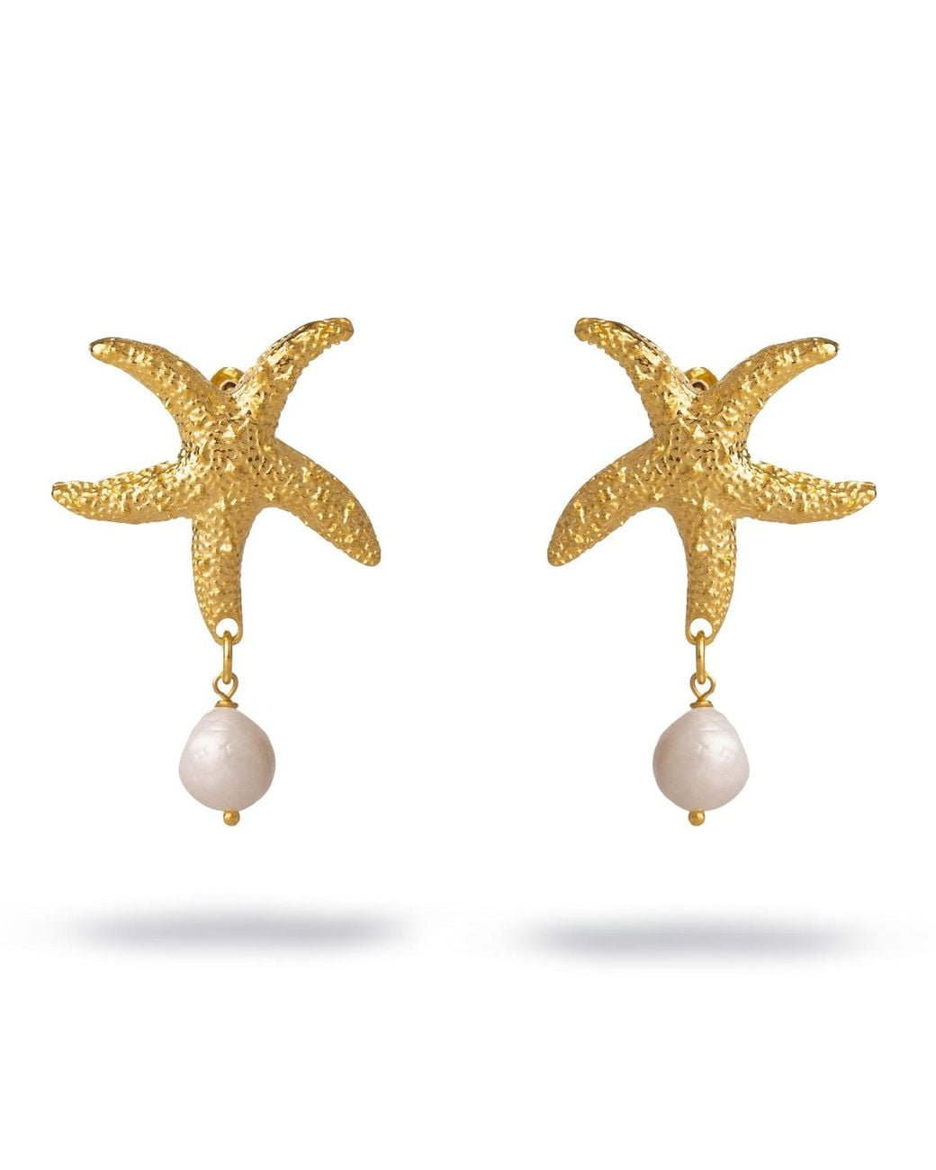 Ebru Jewelry Metallic Ocean Spirit Starfish Pearl Earrings
