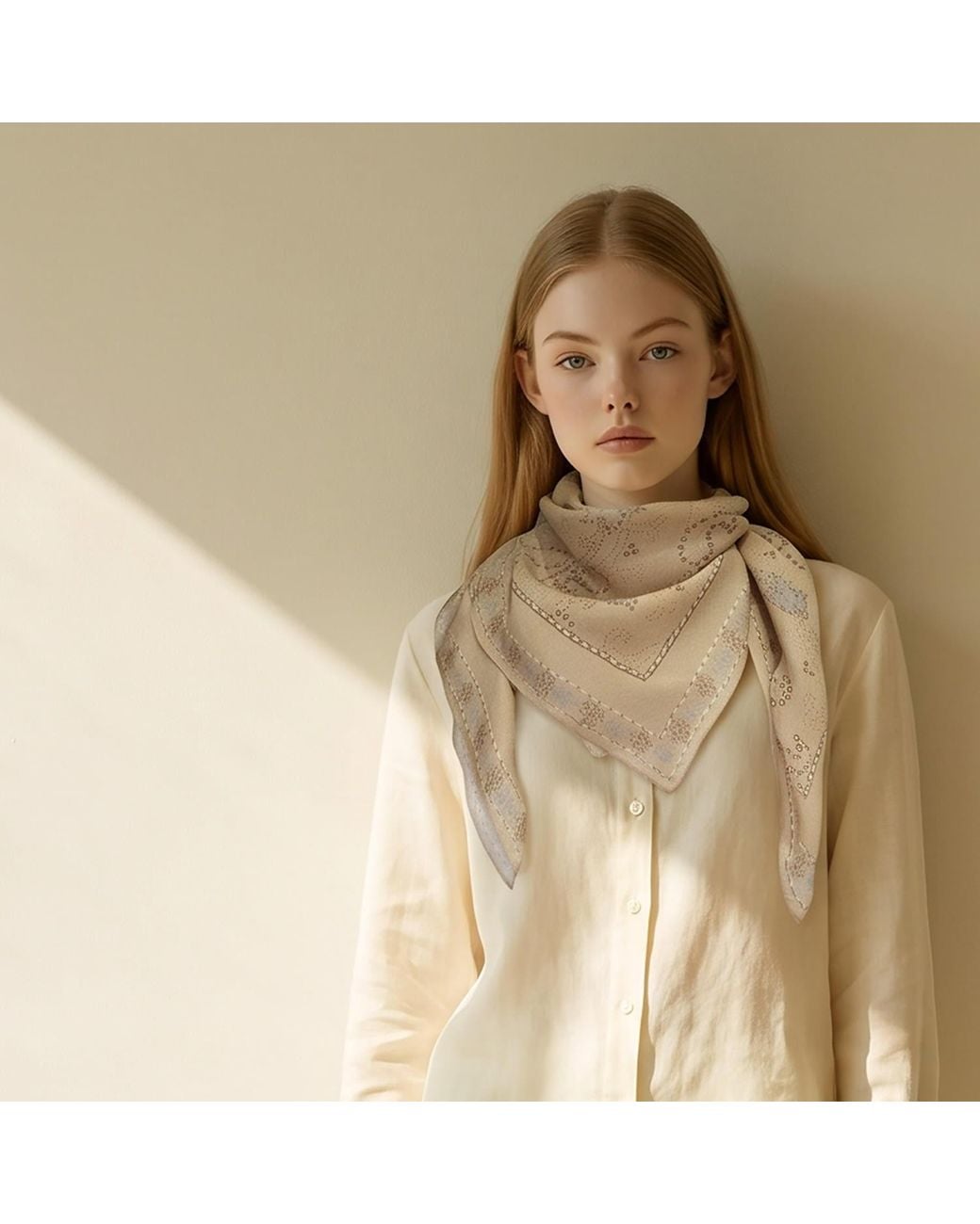 Ana Maison Gray Edgecraft Silk Wool Scarf
