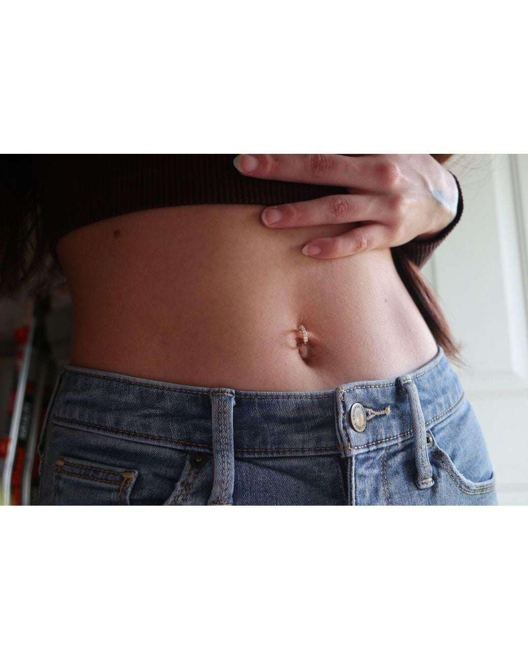 Zahav Jewelry Metallic 14K Solid 14G 10Mm Cz Clicker Belly Hoop