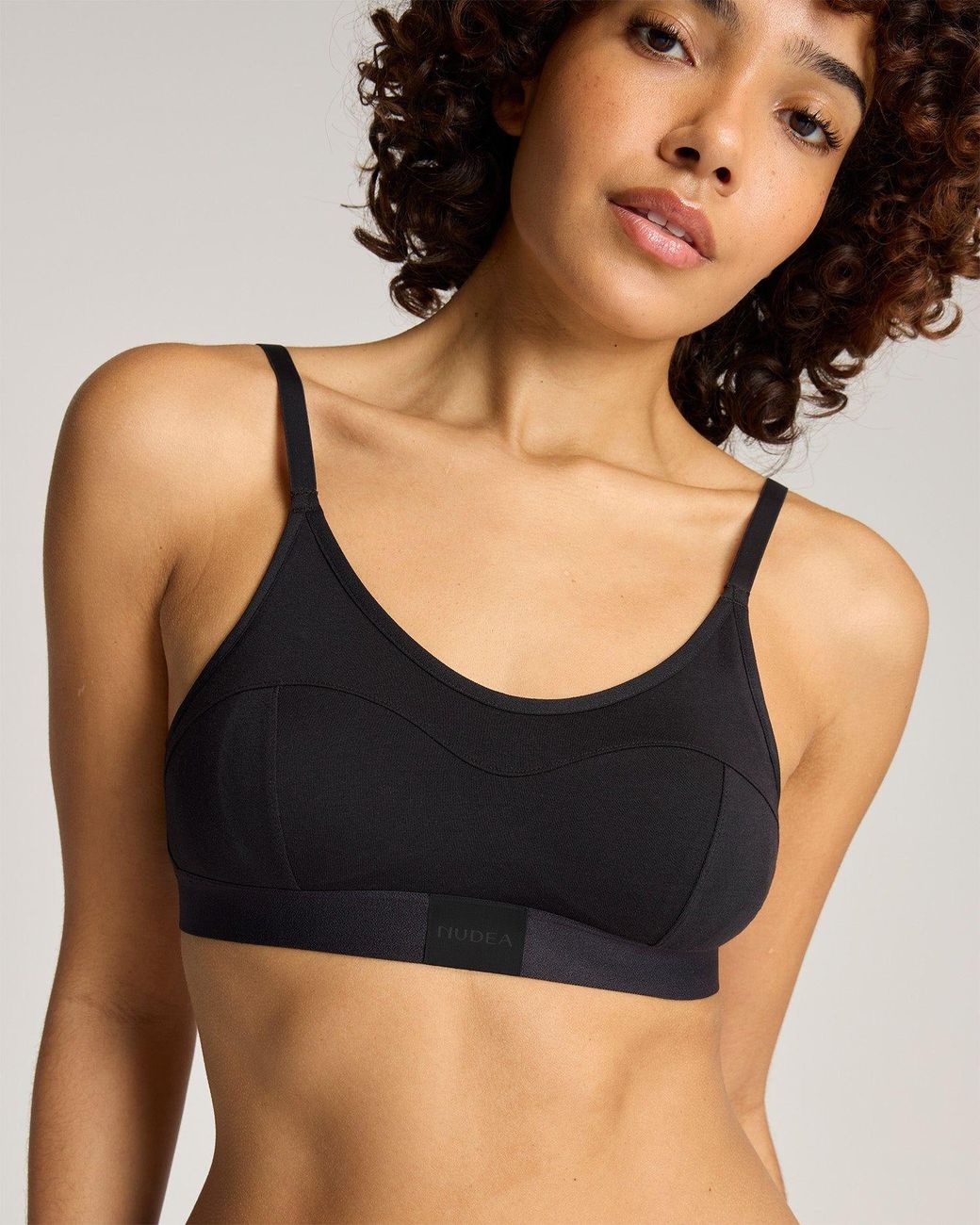 Nudea Black Cotton Modal Contour Scoop Bralette