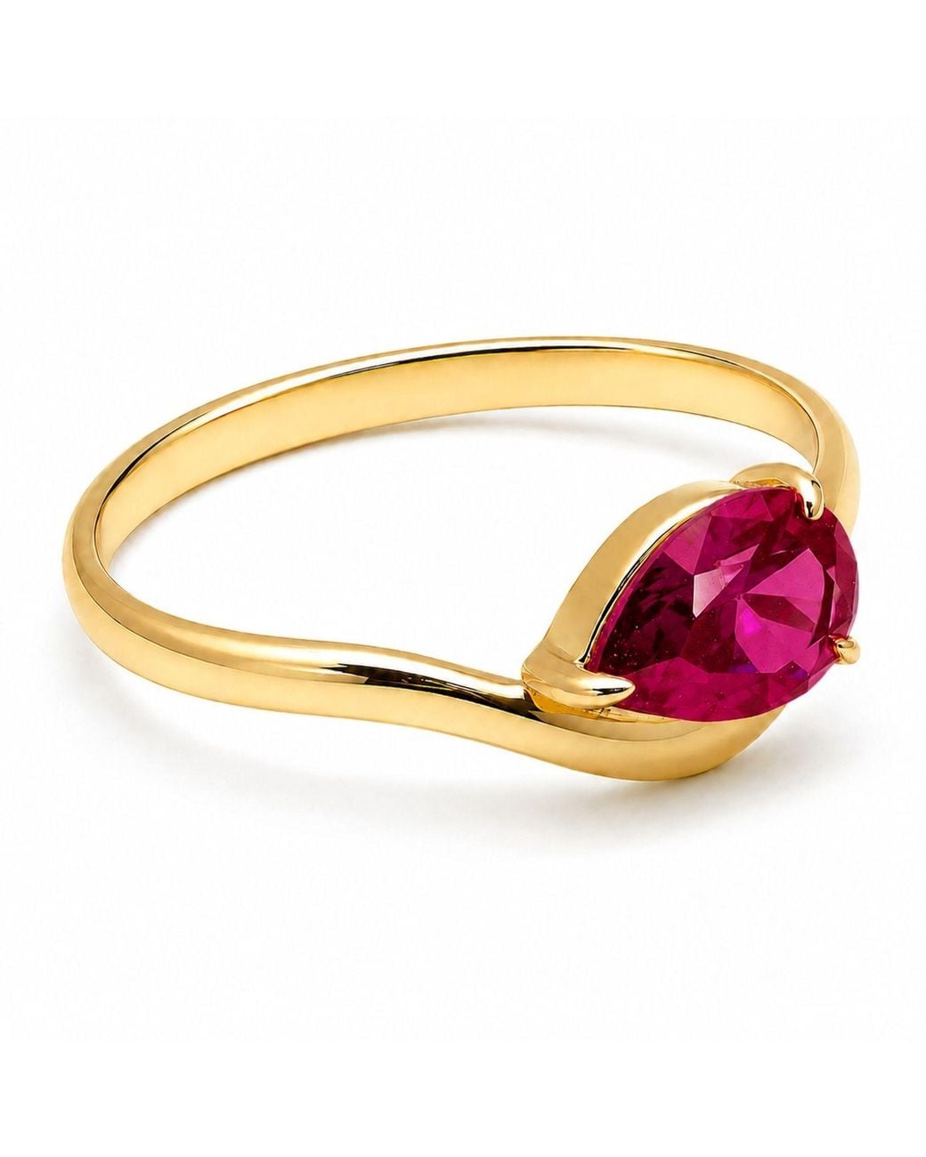 Belinda Jewelz Pink Ruby Wavy Solitair Birthstone Ring