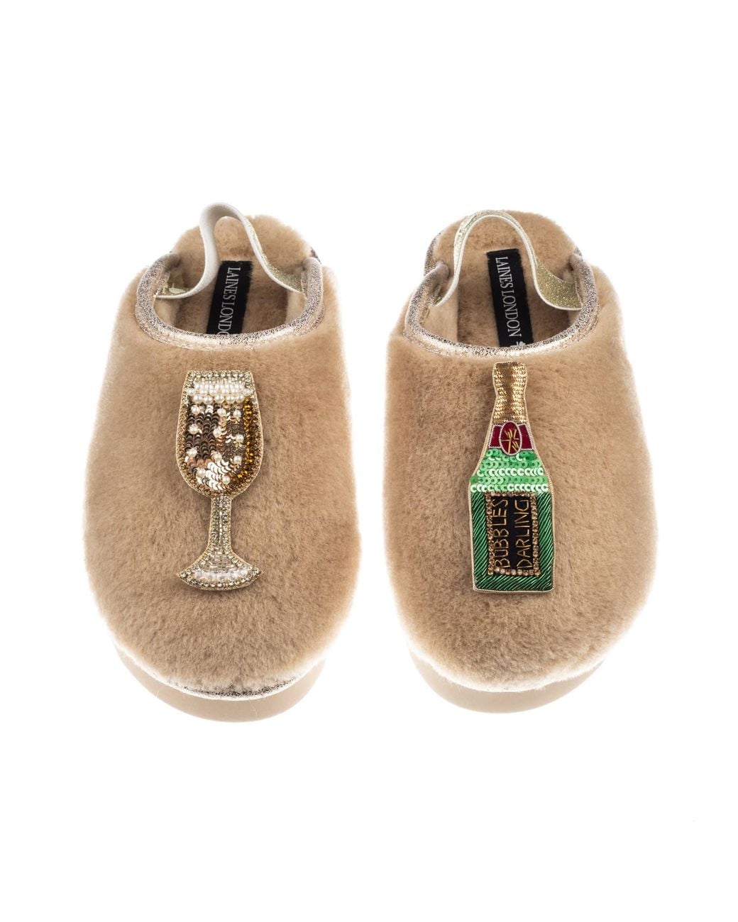Laines London Multicolor Neutrals Flatform Cloud Closed Toe Slippers With Bubbles Darling Brooches