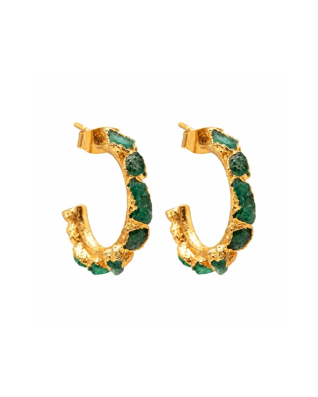 Lalinde Metallic Small Emerald Hoops