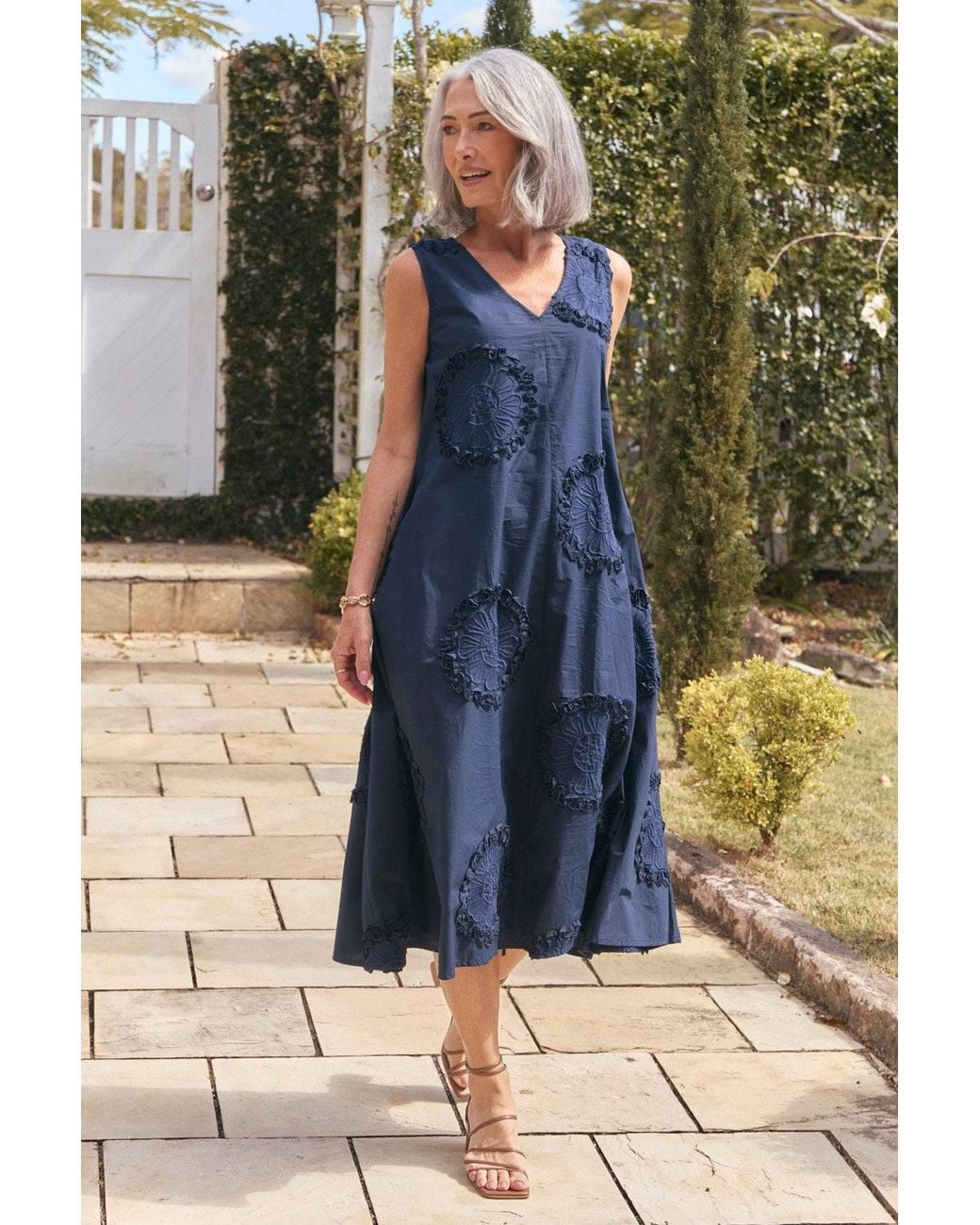 Adrift Clothing Blue Suzie Reversible Swing Dress