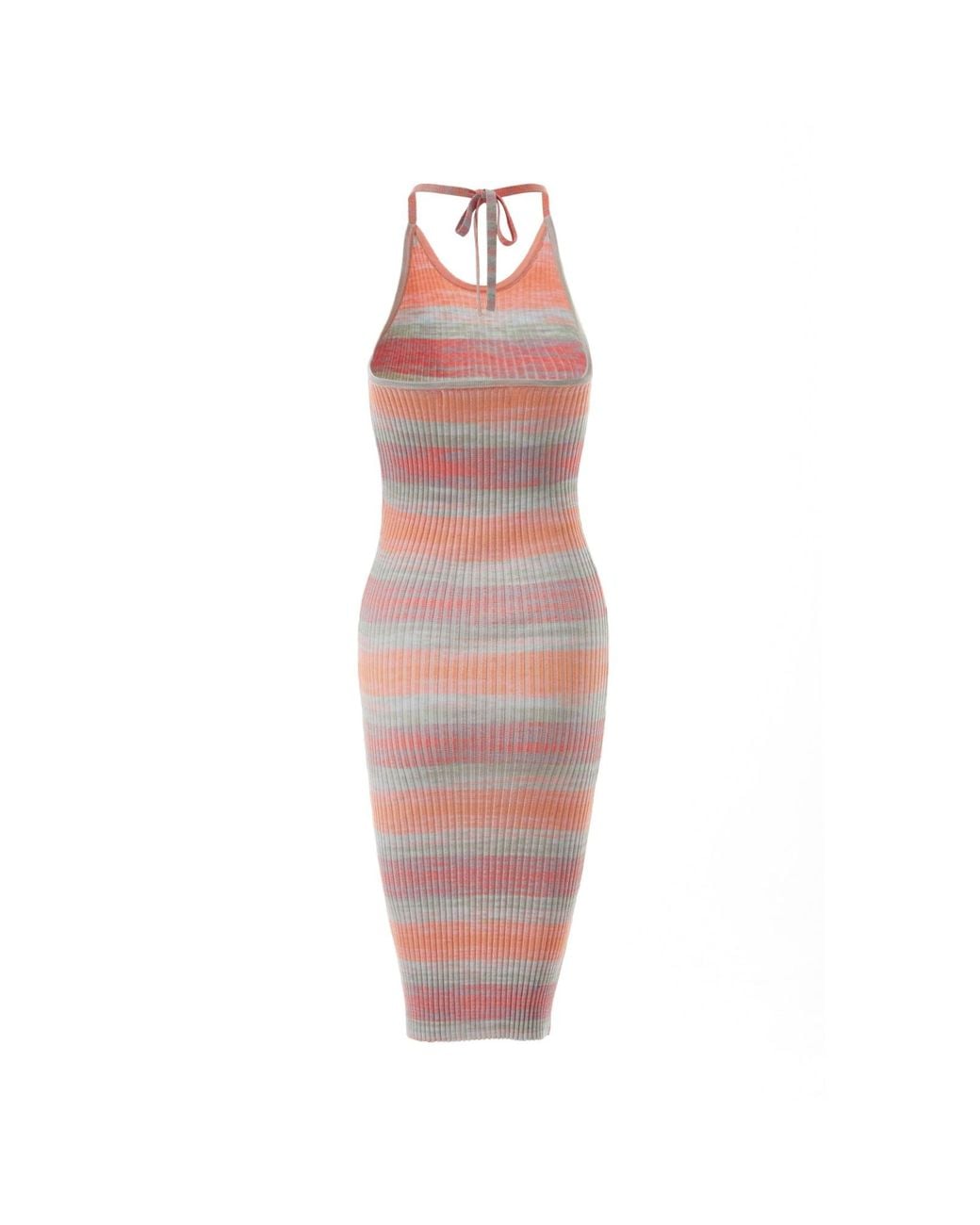 Fully Fashioning Multicolor Andrea Space Dye Yarn Knit Halter Midi Dress