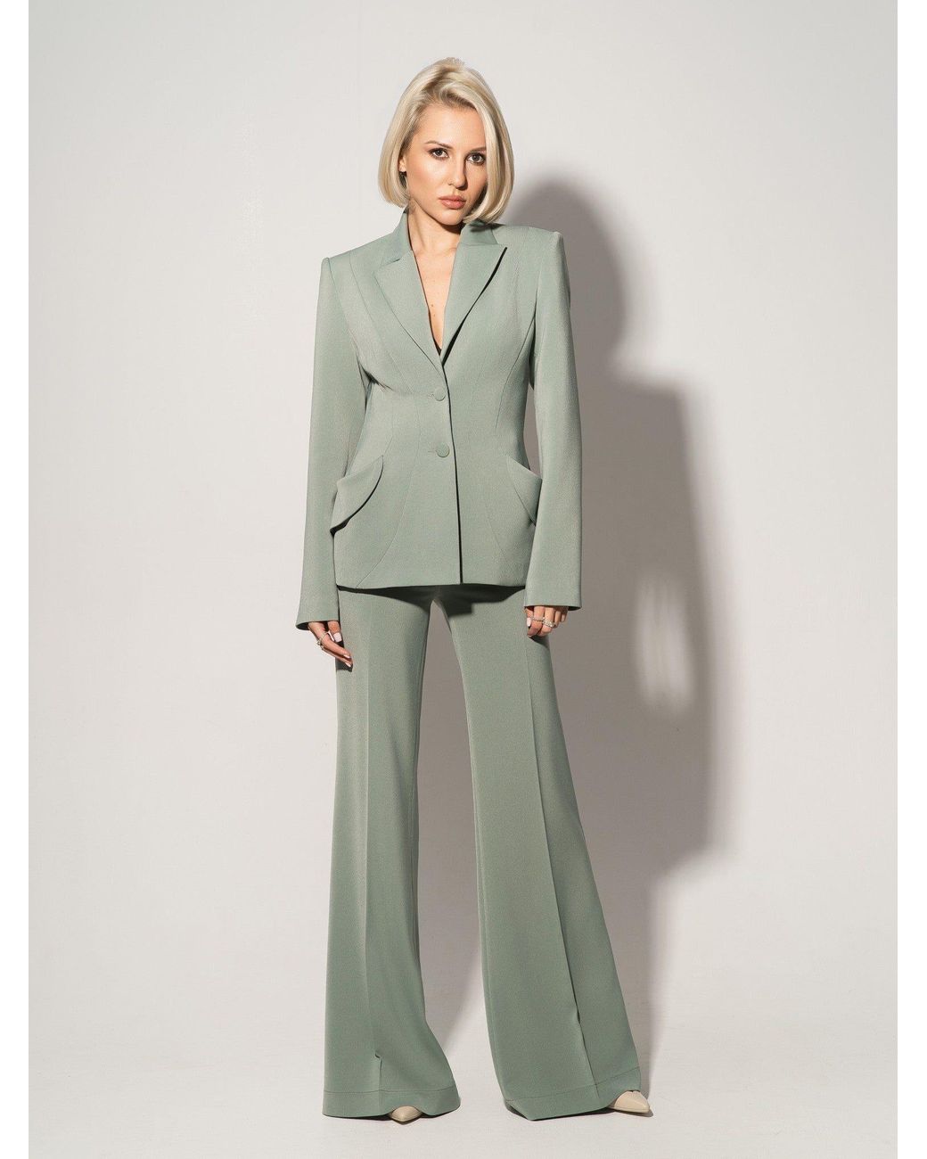 Tia Dorraine Green Tailored Fit Suiting Blazer & Trousers Suit