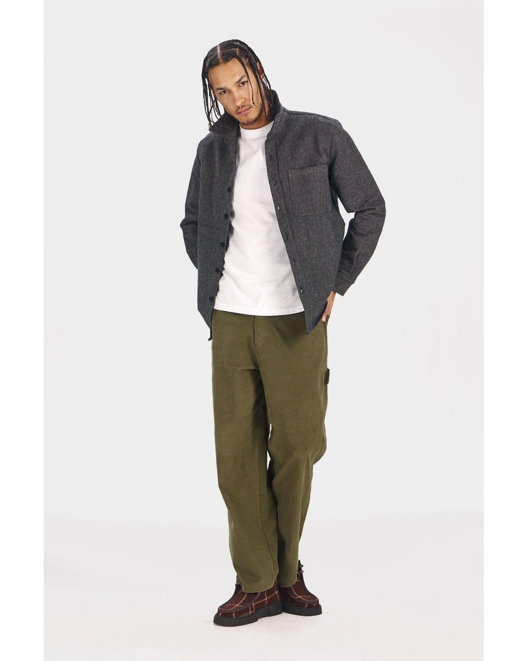 Komodo Gray Shanti Hand Woven Cotton Shirt for men