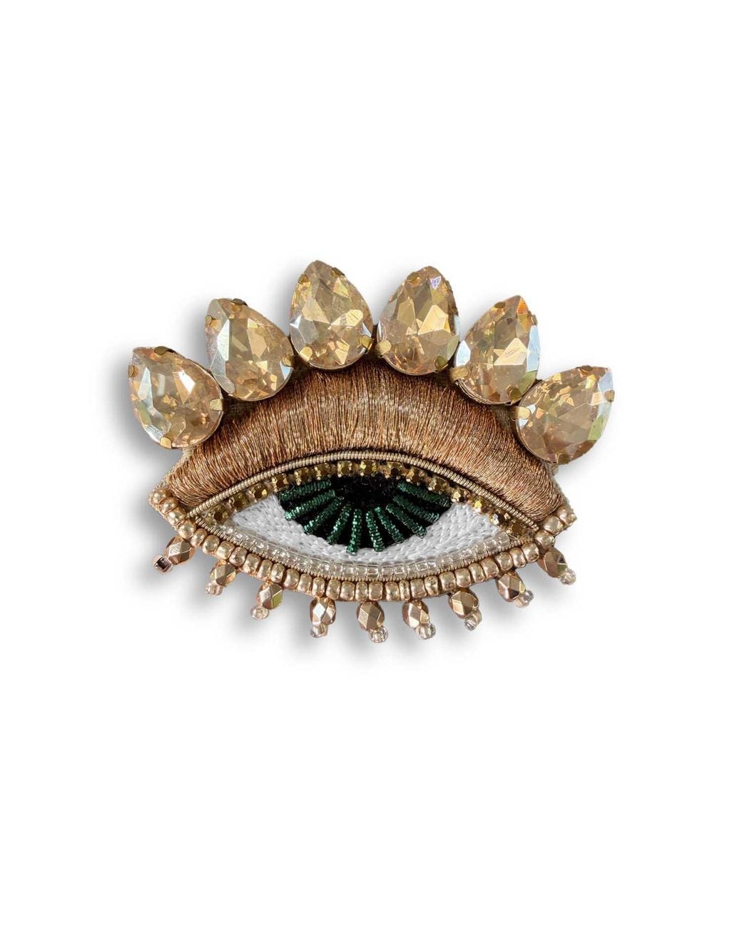 VETKA Metallic Eye Brooch With Crystals–Gilded Gaze