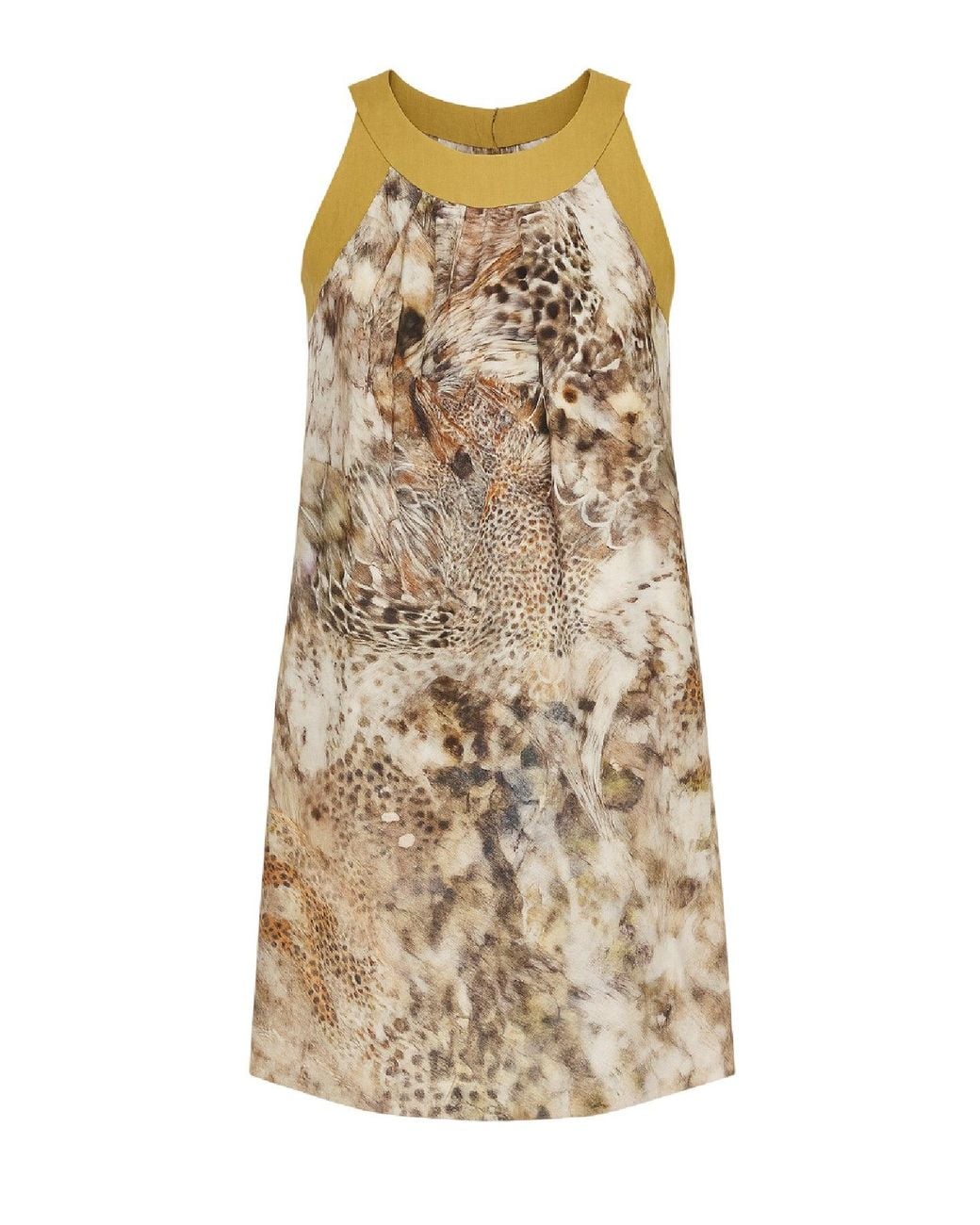 Conquista Natural Elegant Animal-Print Halter Dress — Light, Sophisticated & Effortlessly Chic