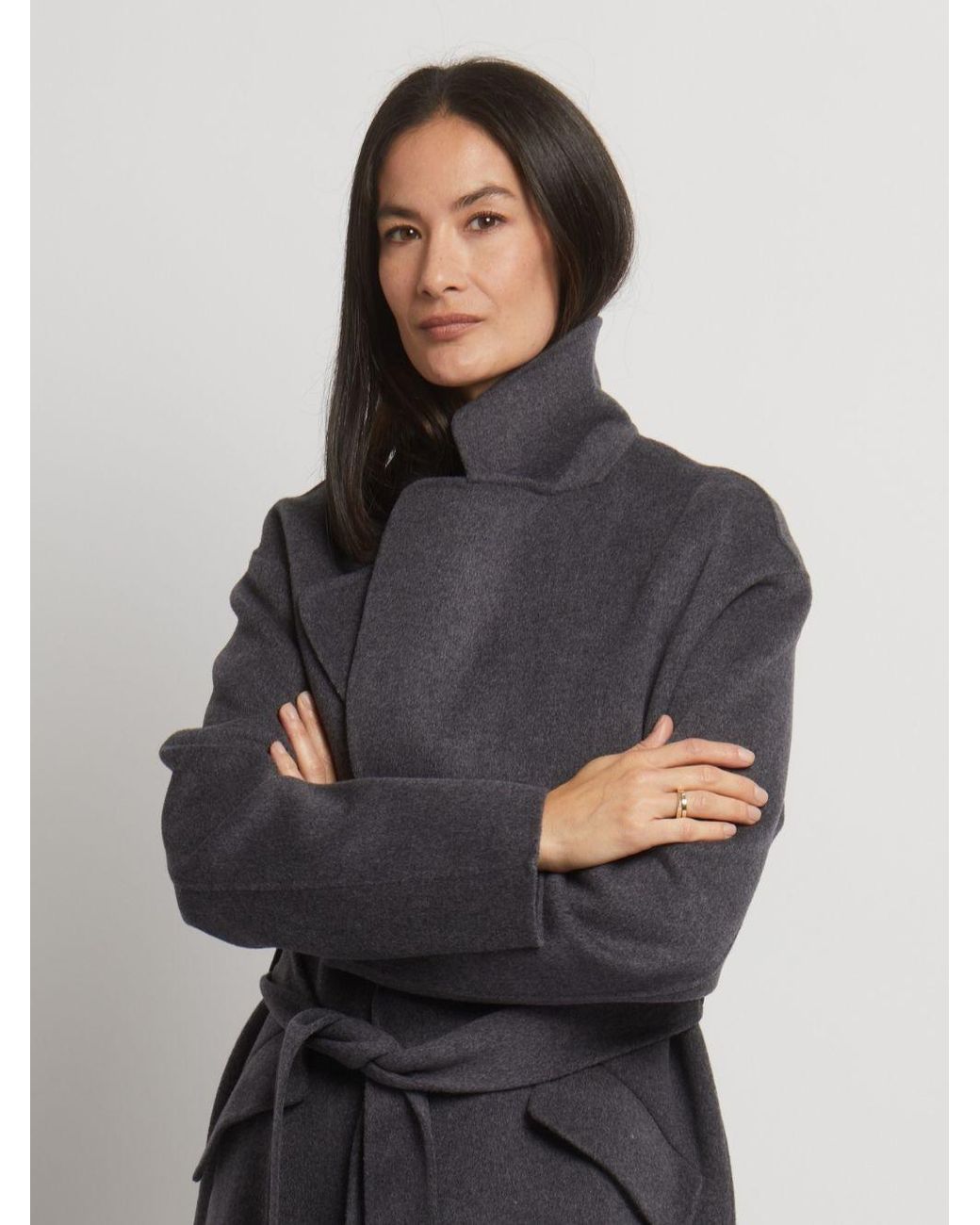 Guards London Gray Kelly Belted Wool Cashmere Long Coat